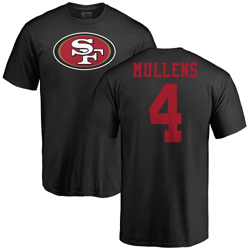 Men San Francisco 49ers Black Nick Mullens Name and Number Logo #4 NFL T Shirt